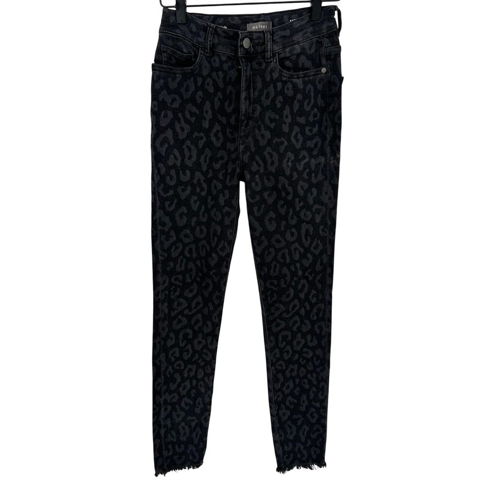 DL1961 Black Farrow Ankle High Rise Instasculpt Skinny Jeans Leopard Print 27